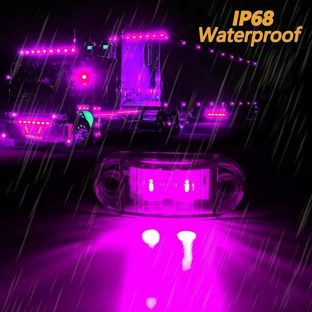 Alt view image 3 of 7 - DC12-24V IP68 Waterproof LED Trailer Lights Kit Front Rear LED Side Marker Clearance Indicators Light for RV Camper Truck Van Caravan Boat Trailer (Purple)