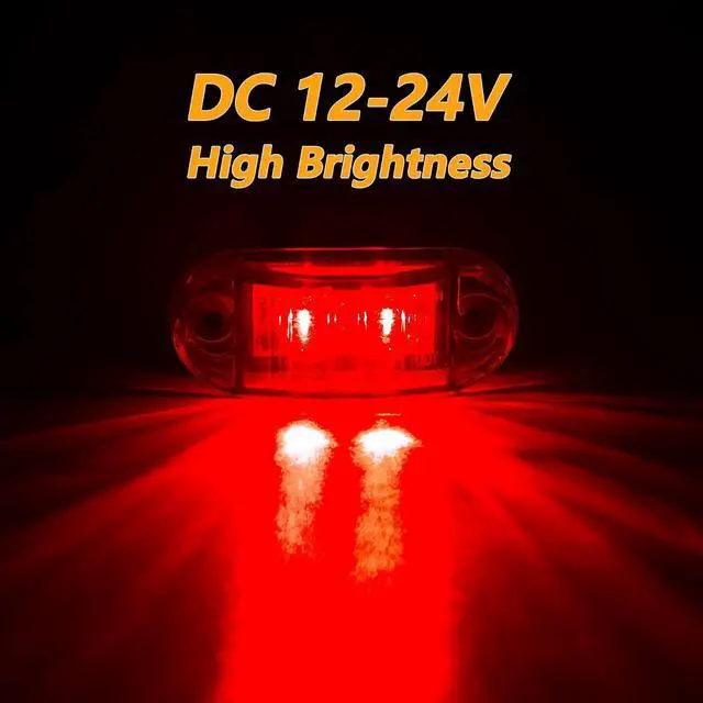 Alt view image 3 of 7 - 10 Pack Red DC12-24V IP68 Waterproof LED Trailer Lights Kit Front Rear LED Side Marker Clearance Indicators Light for RV Camper Truck Van Caravan Boat