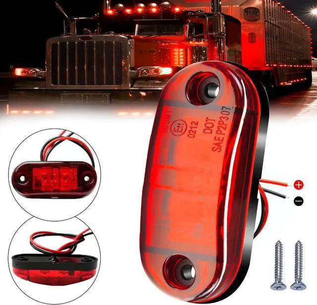 Alt view image 4 of 7 - 10 Pack Red DC12-24V IP68 Waterproof LED Trailer Lights Kit Front Rear LED Side Marker Clearance Indicators Light for RV Camper Truck Van Caravan Boat