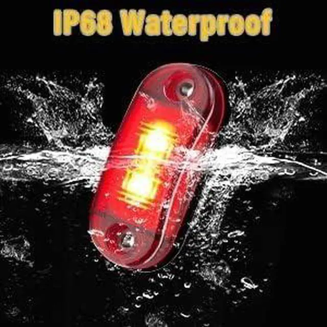 Alt view image 7 of 7 - 10 Pack Red DC12-24V IP68 Waterproof LED Trailer Lights Kit Front Rear LED Side Marker Clearance Indicators Light for RV Camper Truck Van Caravan Boat