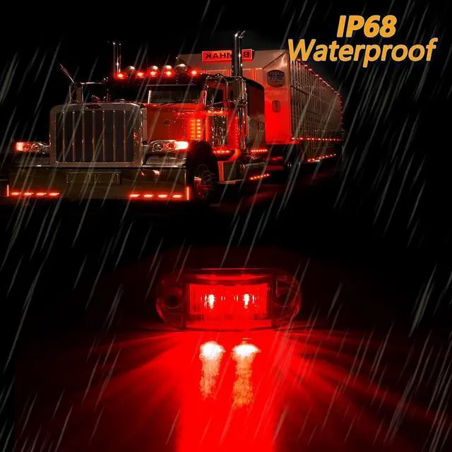 Alt view image 5 of 7 - 10 Pack Red DC12-24V IP68 Waterproof LED Trailer Lights Kit Front Rear LED Side Marker Clearance Indicators Light for RV Camper Truck Van Caravan Boat