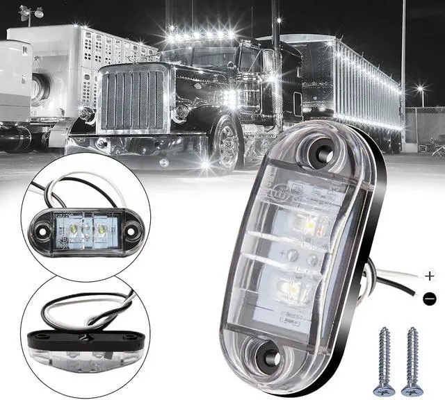 Alt view image 5 of 7 - 10 Pack White DC12-24V IP68 Waterproof LED Trailer Lights Kit Front Rear LED Side Marker Clearance Indicators Light for RV Camper Truck Van Caravan Boat