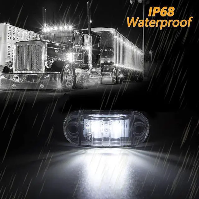 Alt view image 7 of 7 - 10 Pack White DC12-24V IP68 Waterproof LED Trailer Lights Kit Front Rear LED Side Marker Clearance Indicators Light for RV Camper Truck Van Caravan Boat
