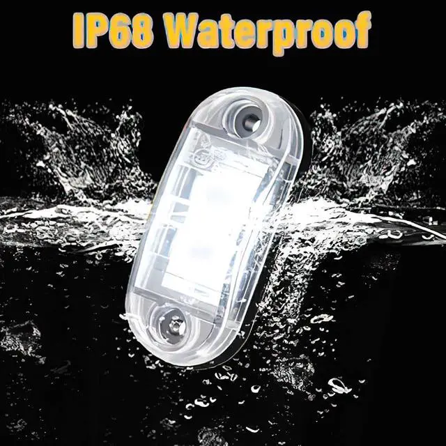 Alt view image 6 of 7 - 10 Pack White DC12-24V IP68 Waterproof LED Trailer Lights Kit Front Rear LED Side Marker Clearance Indicators Light for RV Camper Truck Van Caravan Boat