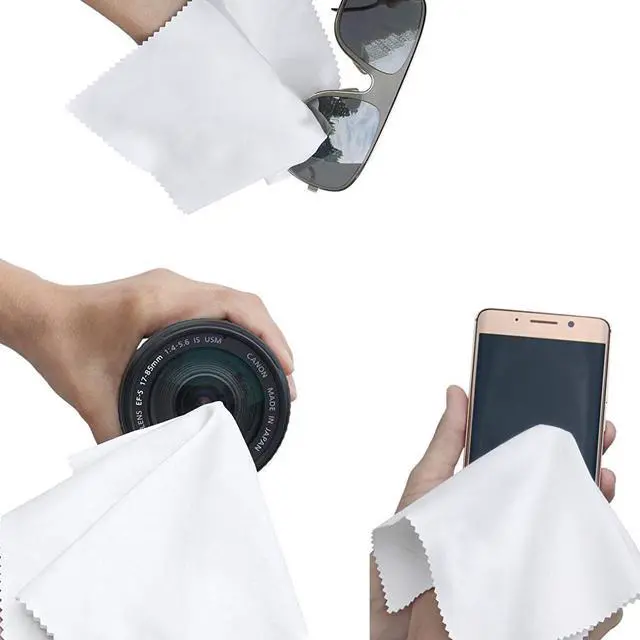 Alt view image 4 of 6 - 2 PCS White Microfiber Cleaning Cloth For All Gentle Surfaces, Touchscreens, Smartphones, Camera Lenses, LCD Screens & HD Screens 5.5x5.5 inch 2-Pack