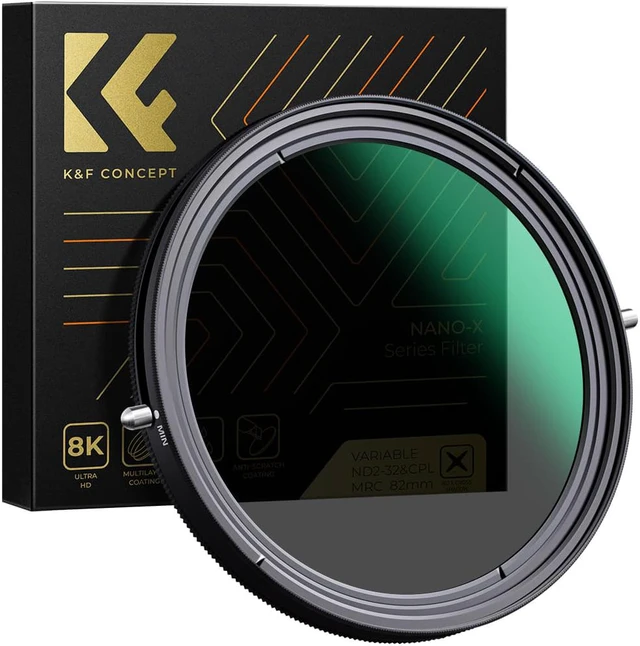 Main image of K&F Concept Variable Fader 2 in 1 Adjustable CPL + ND2-32 Filter CPL Circular Polarizing Filter Neutral Density Polarizing Polarized Filter NO"X" Spot Aluminium Alloy Frame for all Camera Lens (67MM)