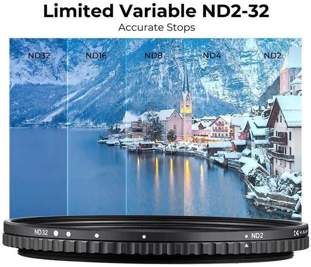 Alt view image 3 of 14 - K&F Concept 43mm ND2-ND32(1-5 Stop) Filter, Variable ND Filter, No X Spot/Waterproof/Scratch-Resistant, for Camera Lens