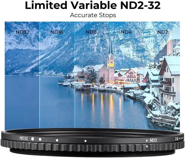 Alt view image 3 of 14 - K&F Concept 49mm ND2-ND32(1-5 Stop) Filter, Variable ND Filter, No X Spot/Waterproof/Scratch-Resistant, for Camera Lens