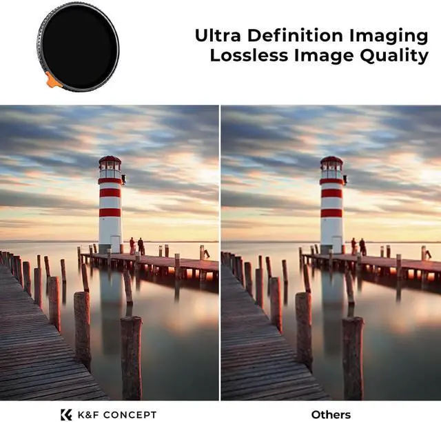 Alt view image 3 of 14 - K&F Concept 52mm Putter Variable ND Filter ND2-ND400 (1-9 Stops) 28 Multi-Layer Coatings Import AGC Glass Adjustable Neutral Density Filter for Camera Lens (Nano-X Series)