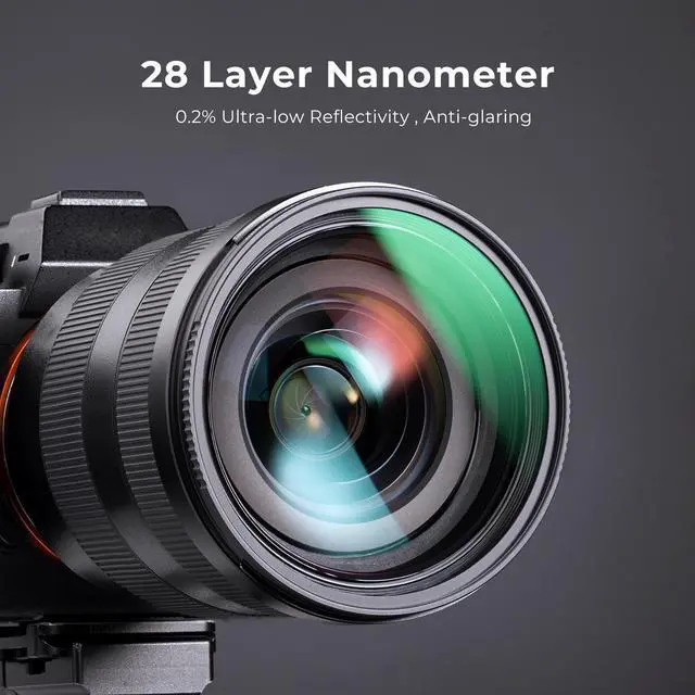 Alt view image 5 of 14 - K&F Concept 62mm MC UV Protection Filter Shockproof Tempered Optical Glass with 28 Multi-Layer Coatings HD/Waterproof/Scratch Resistant for Camera Lens (Nano-X Series)