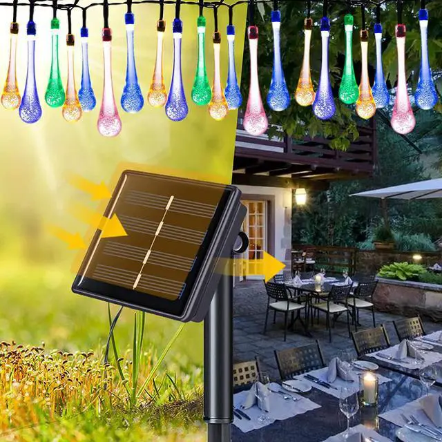 Alt view image 7 of 7 - 20-ft Solar Multi Color Indoor/Outdoor String Light with 30 Multicolor-Light LED Globe Bulbs