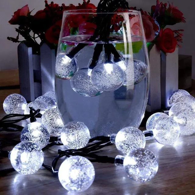 Alt view image 7 of 7 - SOWAZ 20 ft Solar Crystal Ball String Lights with White Color and 2 Flash Modes