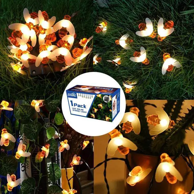 Alt view image 6 of 7 - SOWAZ 15-ft Solar White Outdoor Bumblebee String Light Yellow-Light LED Novelty Bulbs