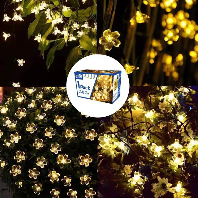 Alt view image 3 of 7 - SOWAZ 50 LED Solar Cherry Blossom String Light, Warm