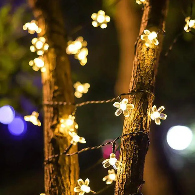 Alt view image 4 of 7 - SOWAZ 50 LED Solar Cherry Blossom String Light, Warm