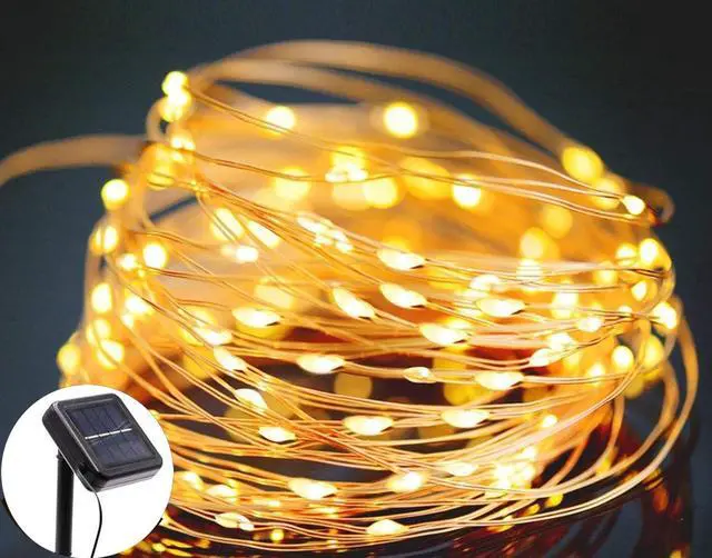 Alt view image 2 of 7 - SOWAZ 33-ft Solar Warm Indoor/Outdoor String Light with 100 Yellow-Light LED Fairy Bulbs