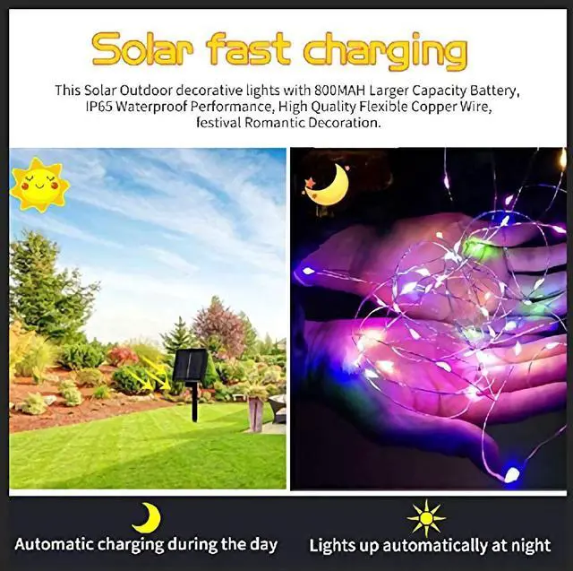Alt view image 2 of 7 - SOWAZ 33-ft Solar Multicolor Indoor/Outdoor String Light with 100 Yellow-Light LED Fairy Bulbs