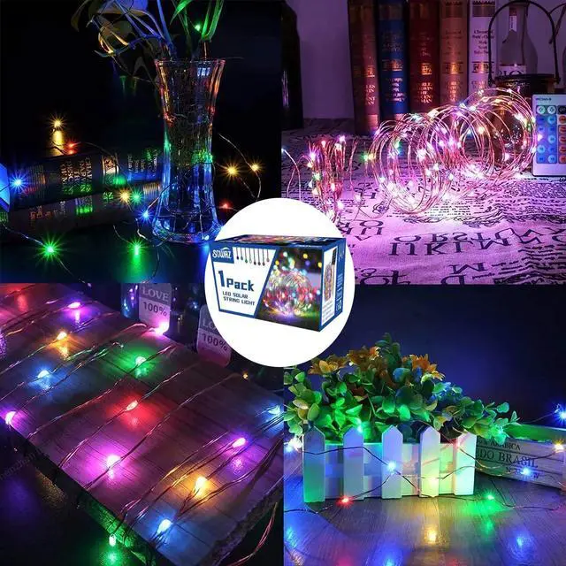 Alt view image 4 of 7 - SOWAZ 33-ft Solar Multicolor Indoor/Outdoor String Light with 100 Yellow-Light LED Fairy Bulbs