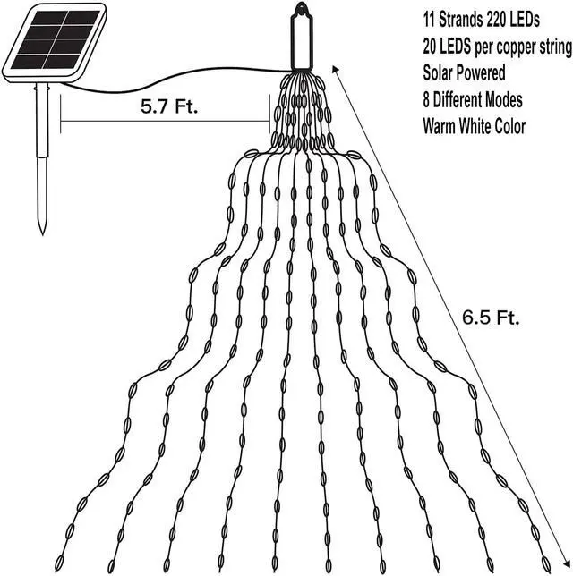 Alt view image 2 of 7 - SOWAZ 5.7-ft Solar Copper Outdoor String Light Yellow-Light 220LED Mini Bulbs