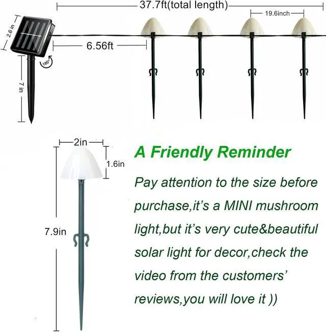 Alt view image 2 of 7 - SOWAZ 6.56-ft Solar White Outdoor Mushroom String Light MultiColor Changing-Light 20LED Mini Bulbs