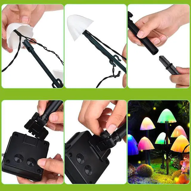 Alt view image 4 of 7 - SOWAZ 6.56-ft Solar White Outdoor Mushroom String Light MultiColor Changing-Light 20LED Mini Bulbs