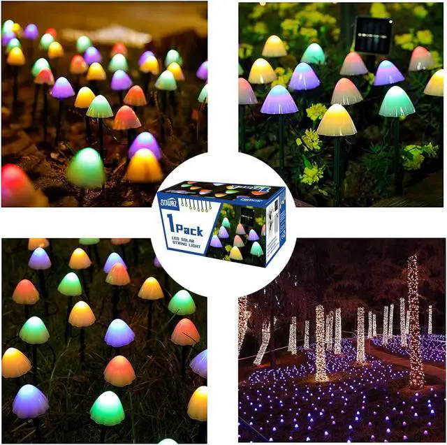 Alt view image 5 of 7 - SOWAZ 6.56-ft Solar White Outdoor Mushroom String Light MultiColor Changing-Light 20LED Mini Bulbs