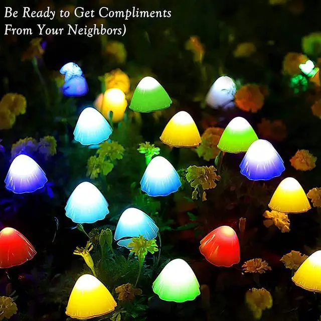 Alt view image 6 of 7 - SOWAZ 6.56-ft Solar White Outdoor Mushroom String Light MultiColor Changing-Light 20LED Mini Bulbs