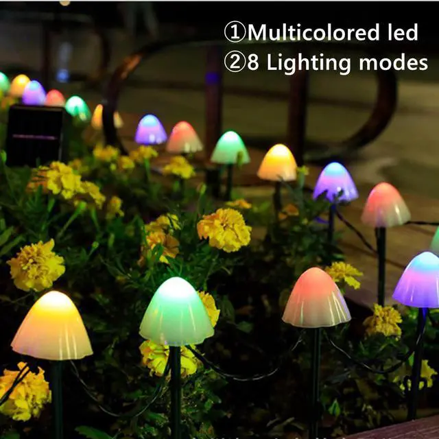Alt view image 7 of 7 - SOWAZ 6.56-ft Solar White Outdoor Mushroom String Light MultiColor Changing-Light 20LED Mini Bulbs
