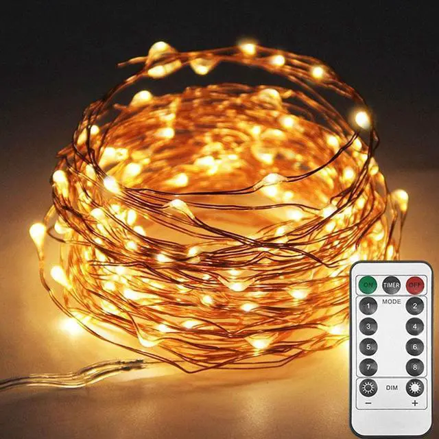 Main image of SOWAZ Battery-operated Remote Control 100 LED 33ft Copper String Light Bulbs