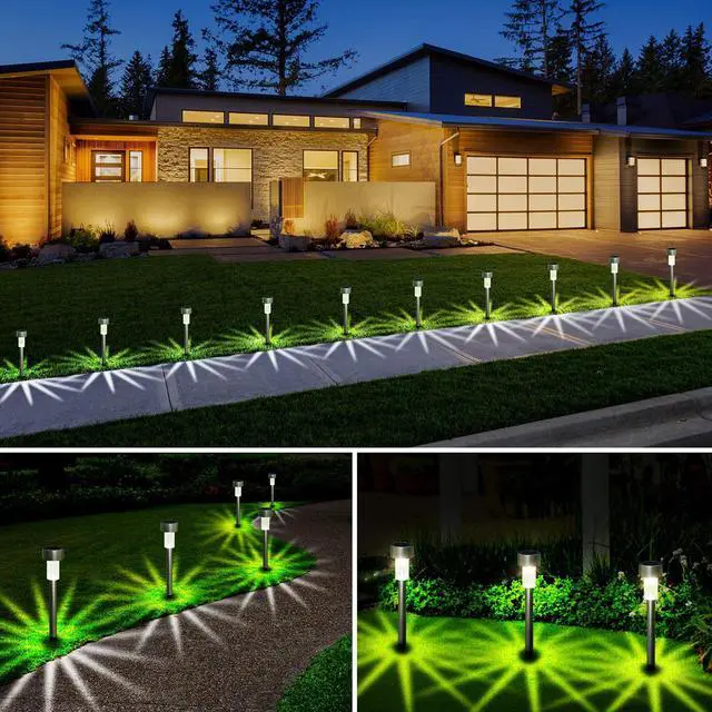 Alt view image 4 of 7 - SOWAZ 12-Pack 0.5-Lumen 1-Watt Stainless Steel Solar LED Outdoor Path Light (6000 K)