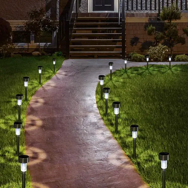Alt view image 6 of 7 - SOWAZ 12-Pack 0.5-Lumen 1-Watt Stainless Steel Solar LED Outdoor Path Light (6000 K)