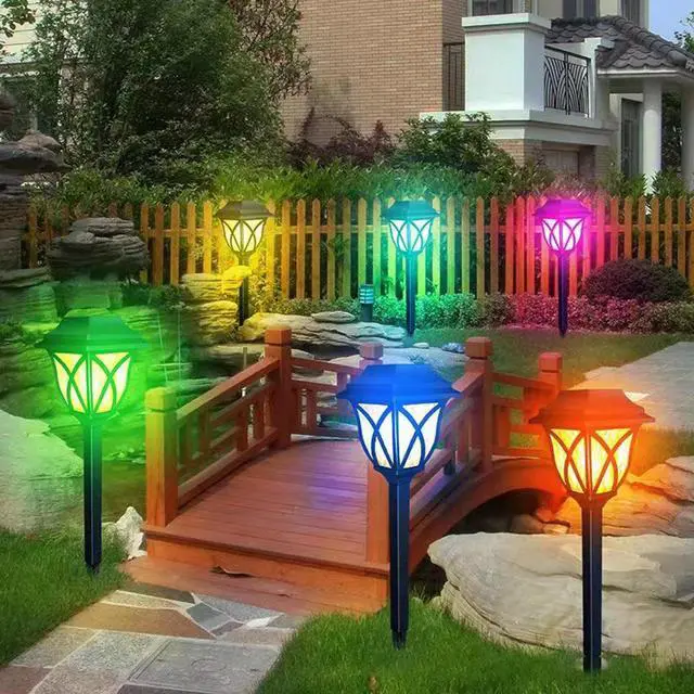 Alt view image 3 of 7 - SOWAZ Solar Outdoor LED Multicolor Changing Waterproof Garden Decor Path Light, 6Pack