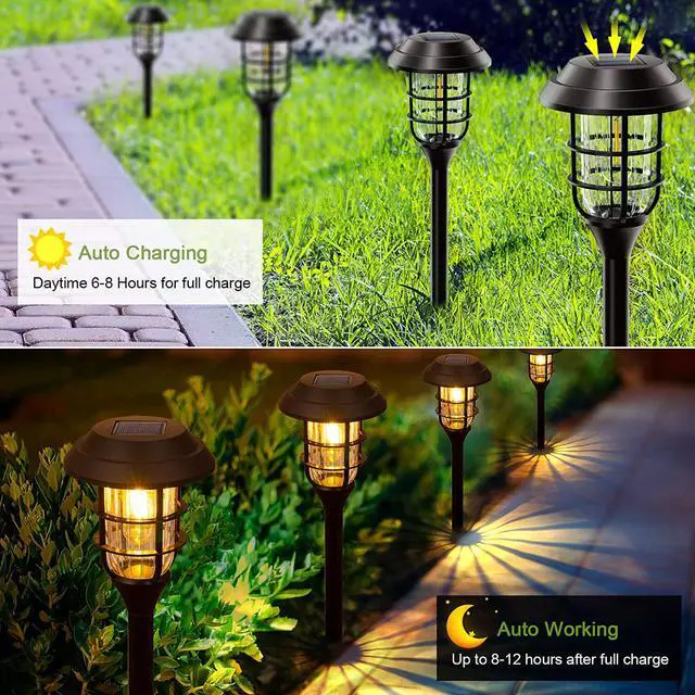 Alt view image 3 of 7 - SOWAZ 8-Pack Black Solar Integrated LED Outdoor Path Light (4000 K)