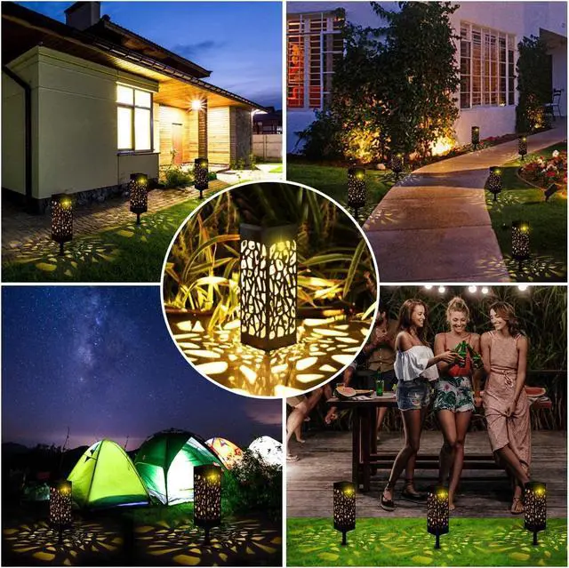 Alt view image 5 of 7 - SOWAZ 12-Pack Black Solar LED Outdoor Leaves Design Path Light (4000 K)