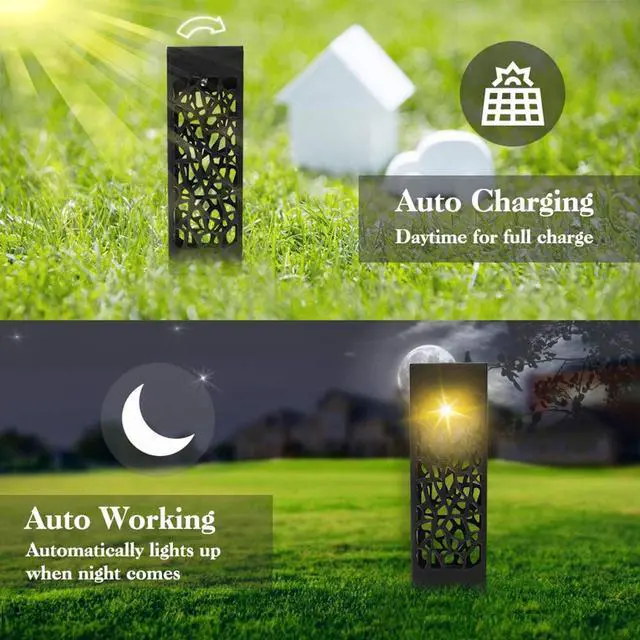 Alt view image 6 of 7 - SOWAZ 12-Pack Black Solar LED Outdoor Leaves Design Path Light (4000 K)