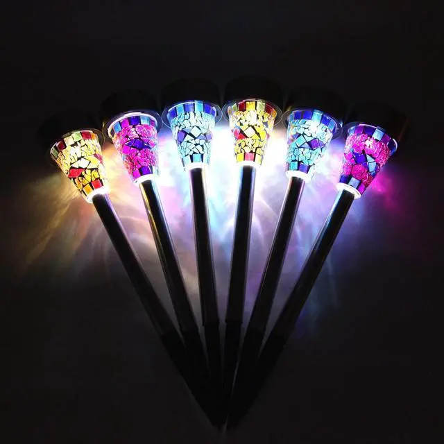 Alt view image 2 of 7 - SOWAZ Blue Yellow Purple Solar Mosaic Multicolor Changing LED Outdoor Path Light, 6Pack