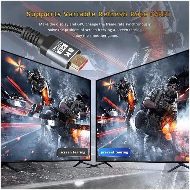 Alt view image 6 of 7 - IXJYLCPC 8K HDMI 2.1 Cable 10ft, Certified 48Gbps Ultra High Speed HDMI Cable 10K 8K60Hz, 4K120Hz 4:4:4 eARC DTS:X HDR10+ HDCP 2.2&2.3 3D Dolby Atmos Compatible with Mac Gaming PC Soundbar PS5