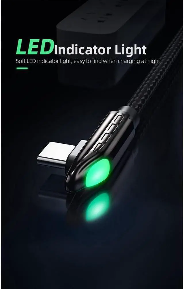 Alt view image 6 of 7 - IXJYLCPC 66W USB C to USB C Cable Right Angle 90 Degree 6A PD QC 4.0 Type C to Type C Cable Super Fast Charging USB C Cable(3.3ft, 1 Pack)