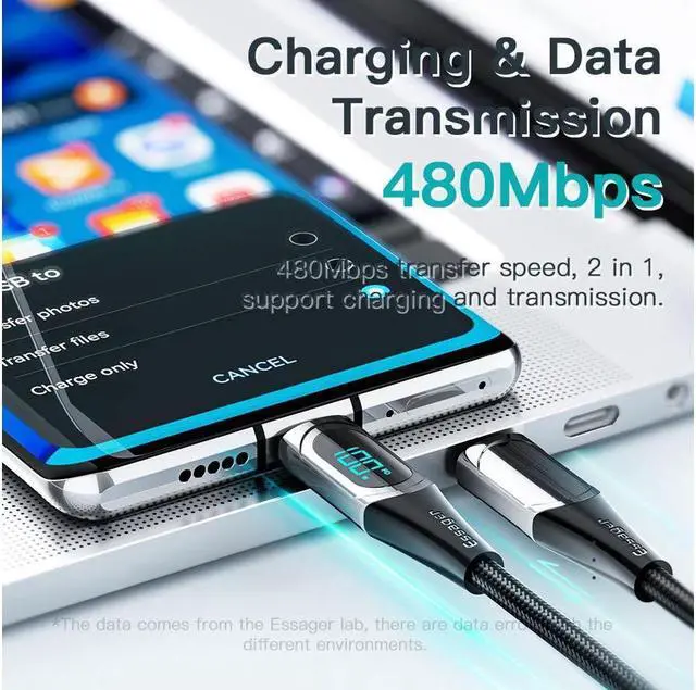 Alt view image 6 of 7 - IXJYLCPC USB C to USB C Cable (1-Pack, 3.3ft), 100W 5A USB C Cable with LED Display, Type C Charger Cable Fast Charging for MacBook Pro, iPad Pro Air Mini, Samsung Galaxy S23/22/Z Fold/Z Flip, Pixel