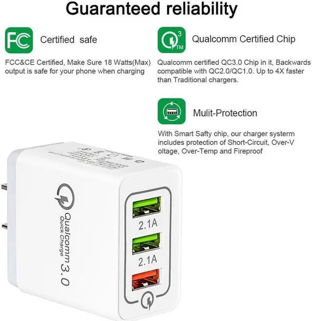 Alt view image 4 of 7 - IXJYLCPC 3 Ports Quick Charger QC 3.0 18W USB Charger For iphone 7 8 iPad Samsung S8 Huawei Xiaomi Fast Charger QC3.0 EU/US/UK Plug