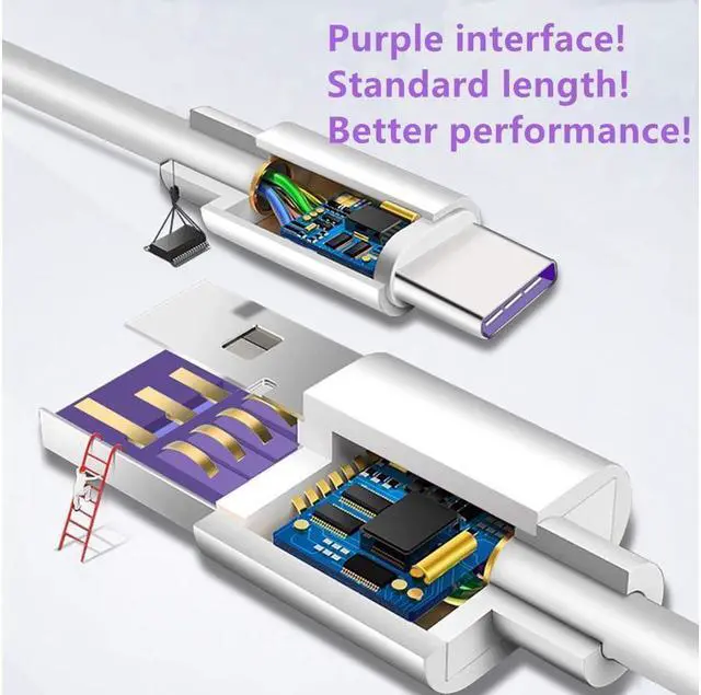 Alt view image 5 of 7 - IXJYLCPC USB C Cable 5A Supercharge Type C to USB A Quick Charging Fast Charger Compatible for Huawei P30 P20 Pro, Mate 20 Pro Mate20 X, Nova 5 Pro, Honor 20, Mate 10 9 Pro P10 (2Pack 3.3ft White )