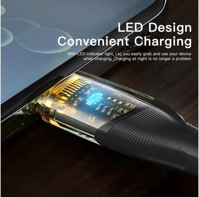 Alt view image 3 of 7 - IXJYLCPC [3.3ft, 1-pack] USB A to USB C Cable Transparent E-Marker PD 100W 7A Fast Charging 480Mbps Data Transmission Type C Cable for MacBook Pro, Samsung Galaxy, iPad and More