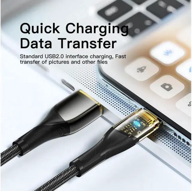 Alt view image 5 of 7 - IXJYLCPC [3.3ft, 1-pack] USB A to USB C Cable Transparent E-Marker PD 100W 7A Fast Charging 480Mbps Data Transmission Type C Cable for MacBook Pro, Samsung Galaxy, iPad and More