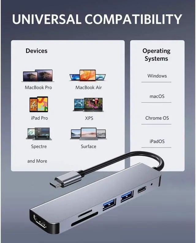 Alt view image 7 of 7 - IXJYLCPC USB C HDMI VGA Hub USB-C Type-c to HDMI 3840x2160 4K VGA USB3.0 USB C PD Audio 3.5mm Docking Cable Adapter Compatible with MacBook Pro 2018/2017,ChromeBook,Dell XPS,and More USB Type C