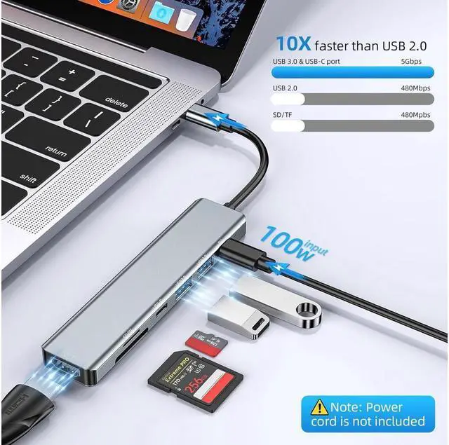 Alt view image 5 of 7 - IXJYLCPC USB C Hub, 7 in 1 USB C to HDMI Multiport Adapter, 4K HDMI, Power Delivery 100 W, USB 3.0 Port, USB 2.0, USB C , SD/TF Card Reader, USB C Dongle for MacBook Pro/Air, Laptop and USB C Devices