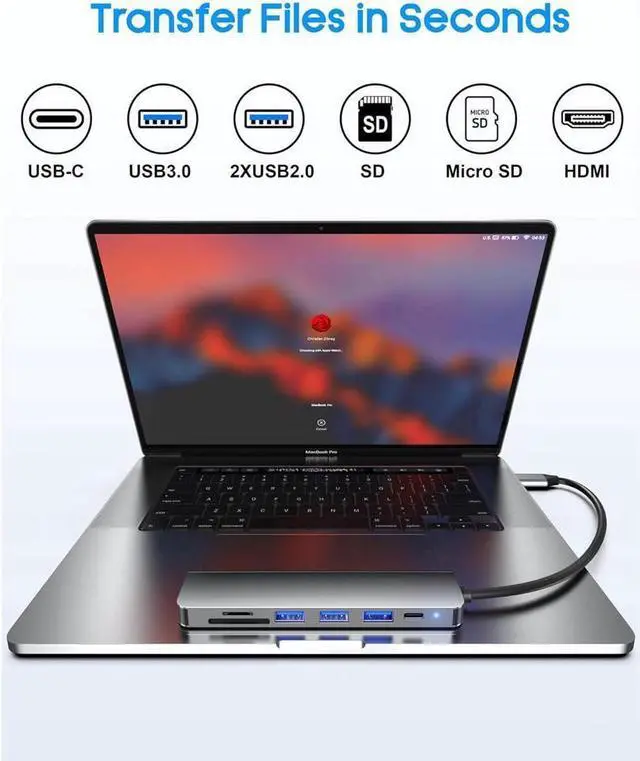 Alt view image 5 of 7 - XJYLCPC USB C Hub HDMI Adapter for MacBook Pro/Air, 7 in 1 USB C Dongle with 4K HDMI, SD/TF Card Reader, USB C 100W PD, USB 3.0 and 2*USB 2.0 Compatible for MacBook Pro/Air MacBook Pro Air M1 M2