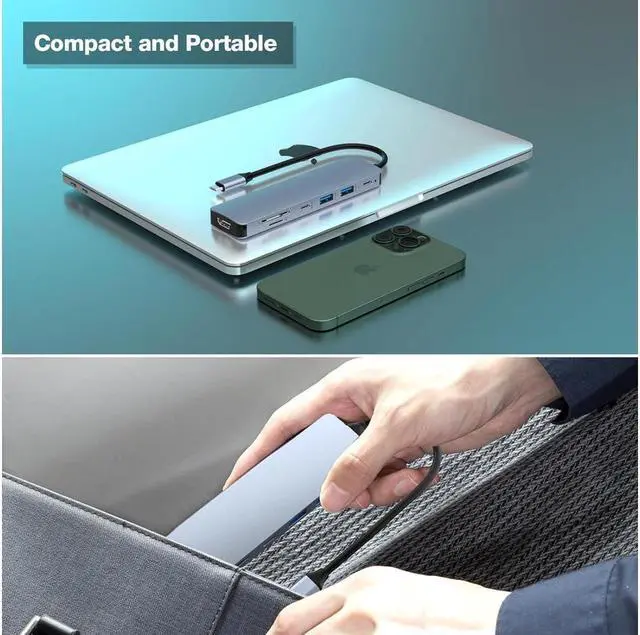 Alt view image 7 of 7 - XJYLCPC USB C Type-C Hub/Adapter, 7 in 1 with 4K HDMI Output, 2*USB 3.0, SD/TF Card Reader, 100W PD, USB C Data Port, USB C Docking Station for MacBook Pro/Air and More Type C Devices