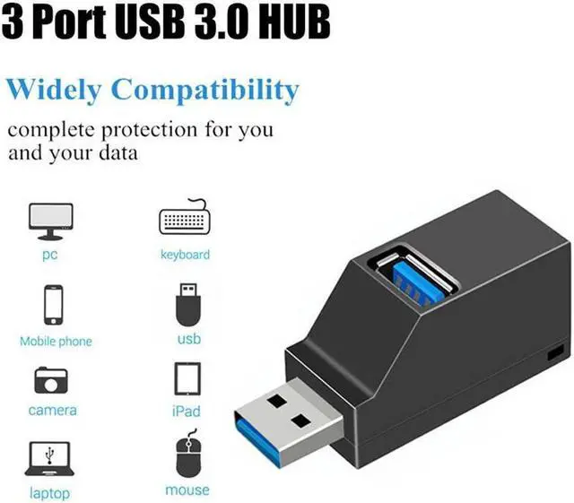 Alt view image 4 of 7 - XJYLCPC USB 3.0 Hub 3 Port Mini Portable Fast High Speed Splitter Box Adapter Expansion for PC Notebook Laptop Computer Mac Linux Windows