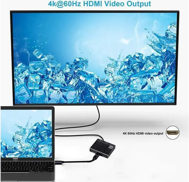 Alt view image 5 of 7 - XJYLCPC USB C to HDMI Multiport Adapter, Type-C Hub Thunderbolt 3 to HDMI 4K@60Hz Output USB 3.0 Port and USB-C 100W PD Charging Port, Digital AV Adapter for MacBook Pro/air, Galaxy S8/S9