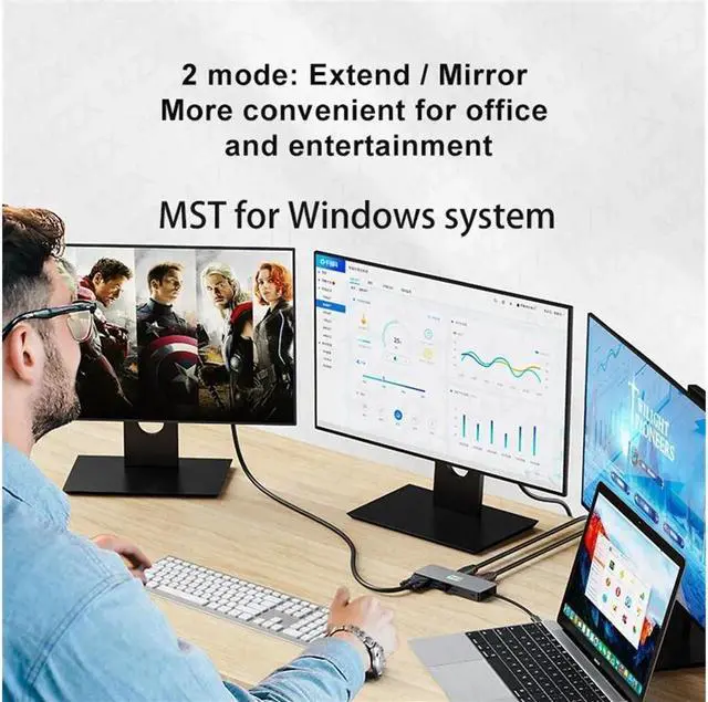 Alt view image 5 of 7 - XJYLCPC HDMI+DP Laptop Docking Station, USB C Dock 3 Monitors, 11 in 1 USB C to 4k60 HDMI Adapter with DP+VGA, 3*10Gbps USB A 3.2, 00W PD, Ethernet,SD/TF,Audio Port for Laptop PC